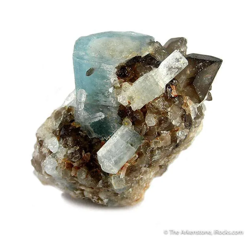 Aquamarine on Smoky Quartz image