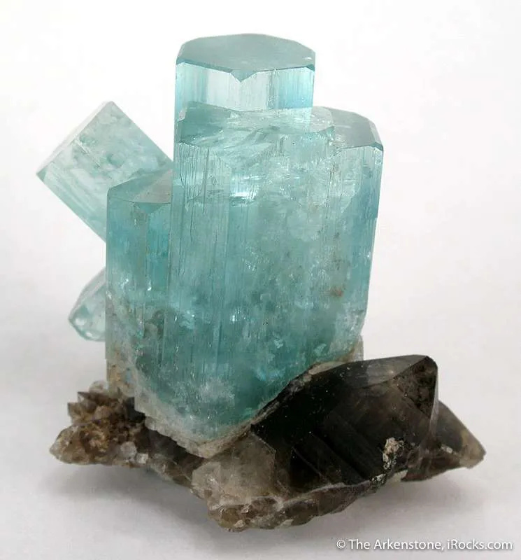 Aquamarine on Smoky Quartz - image 1