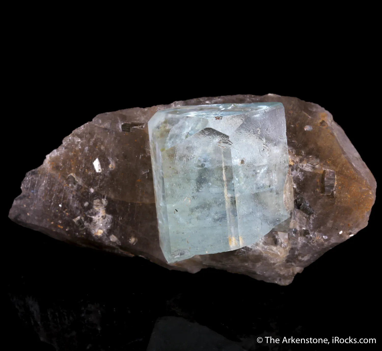 Aquamarine on Smoky Quartz - image 4