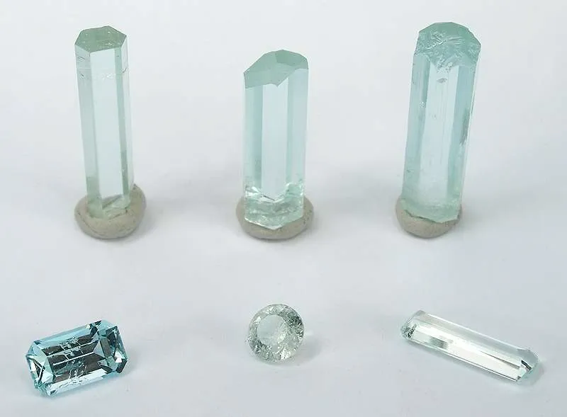Aquamarine (Rough and Cut Set) image