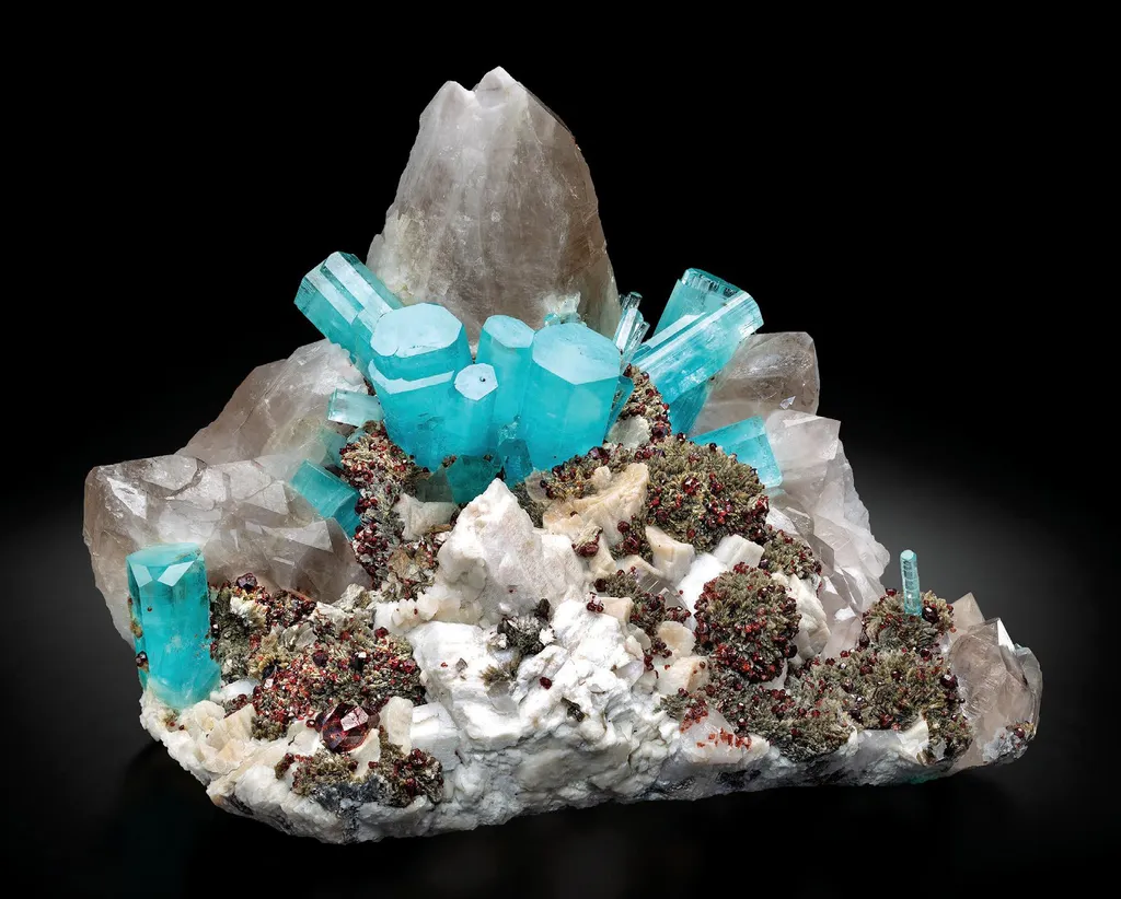 Aquamarine, Spessartine, Quartz, Microcline image