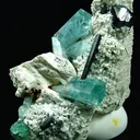 Aquamarine, tourmaline, fluorite and microcline grouping - image 1