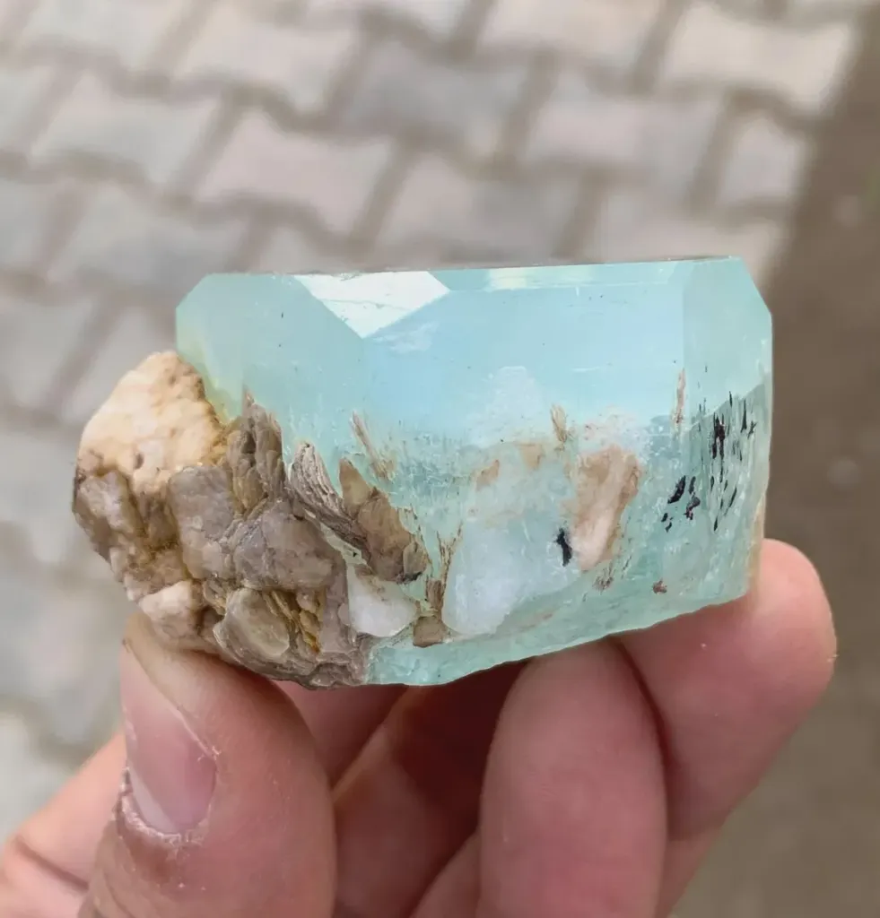 Aquamarine with Albite from Afghanistan - image 4