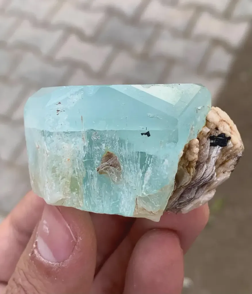 Aquamarine with Albite from Afghanistan - image 3