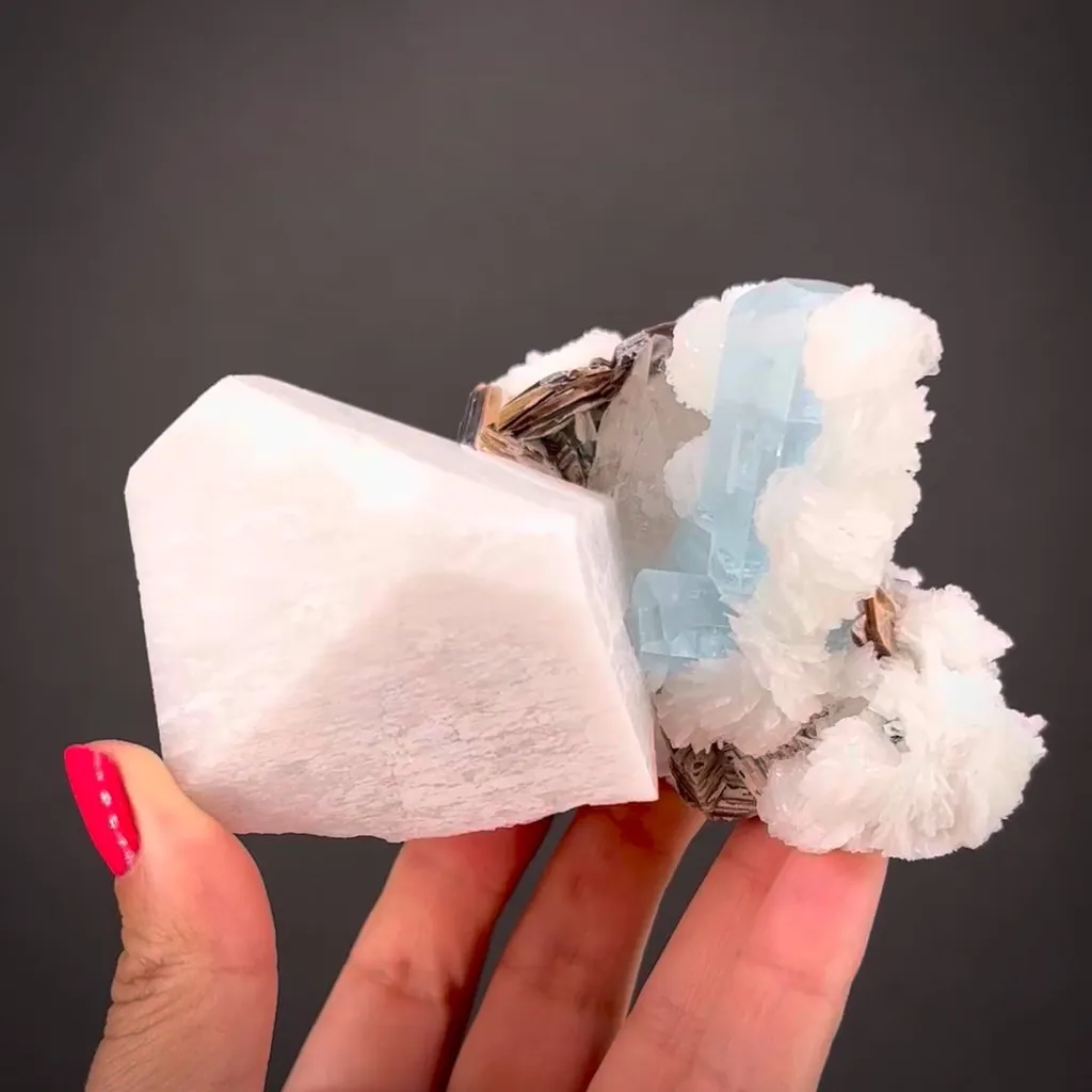 Aquamarine with Albite, Muscovite and Quartz image