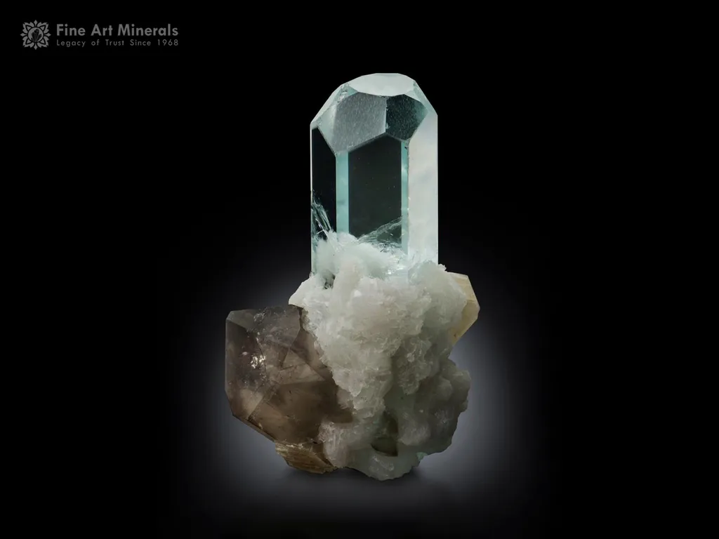 Aquamarine with Apatite and Smoky Quartz from Pakistan image