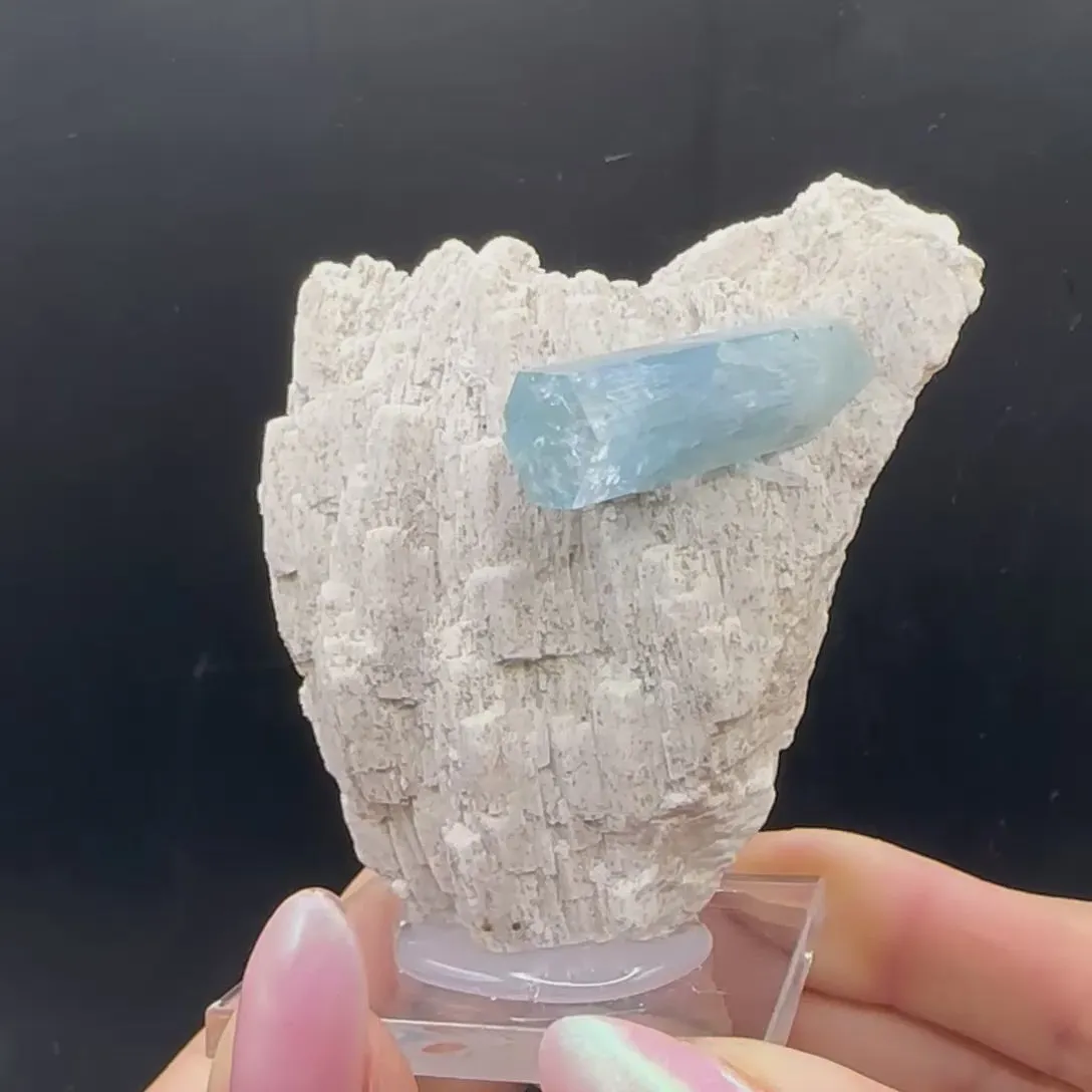 Aquamarine With Feldspar Natural Mineral Specimen - image 4