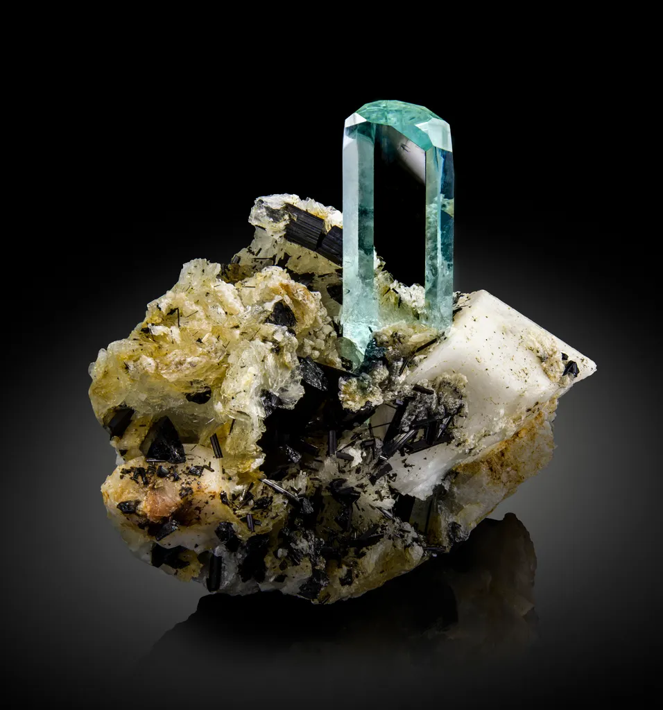 Aquamarine with Feldspar & Schorl image