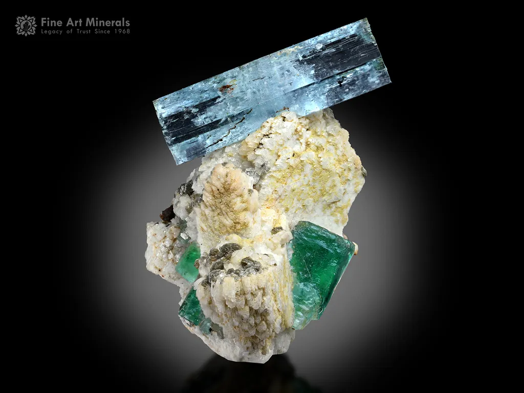Aquamarine with Fluorite from Namibia image