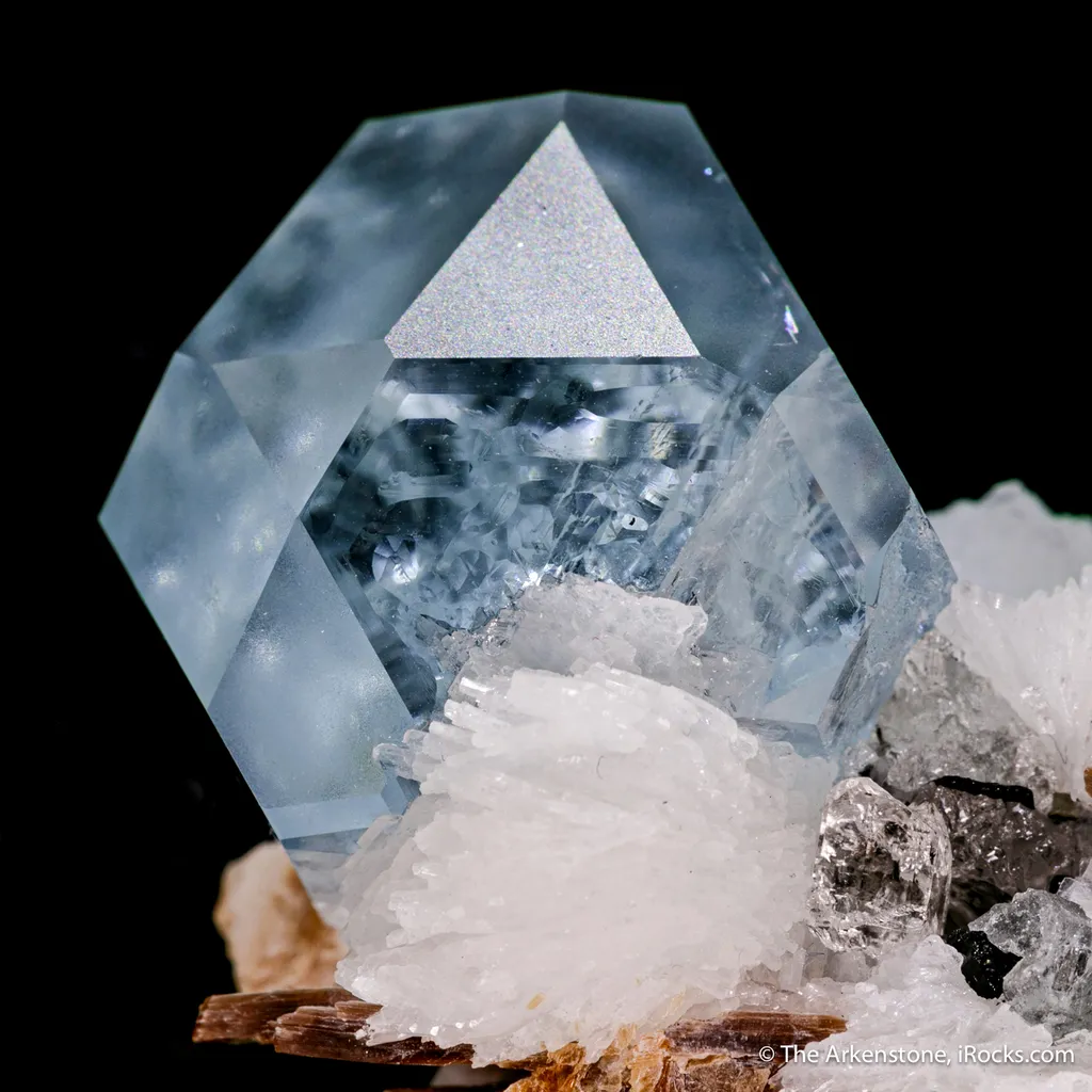Aquamarine with Muscovite, Cleavelandite, and Fluorite image
