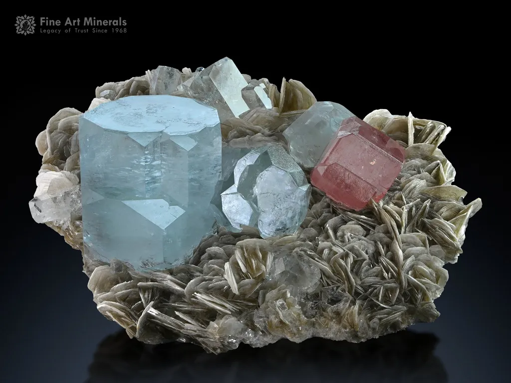 Aquamarine with Pink Apatite from Pakistan image
