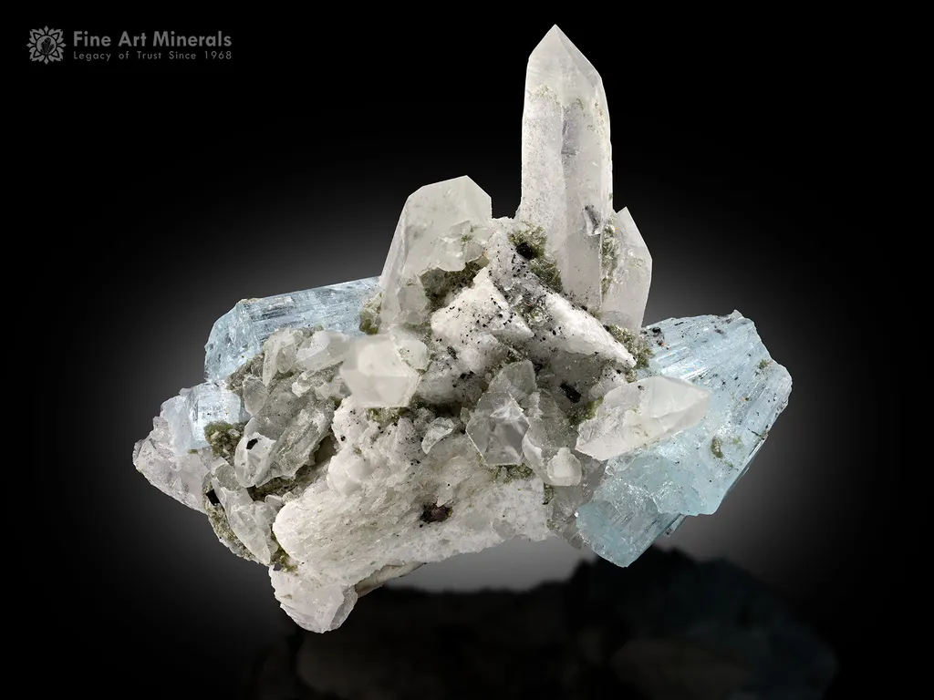 Aquamarine with Quartz and Albite from Pakistan image