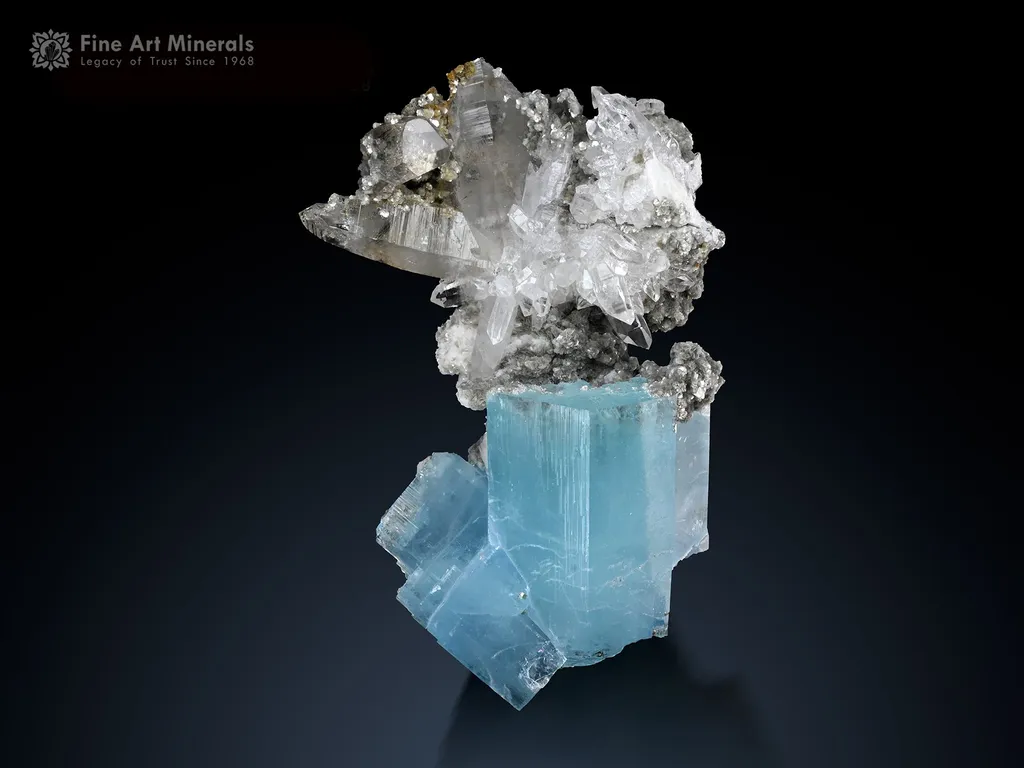 Aquamarine with Quartz and Muscovite from Nagar Pakistan image