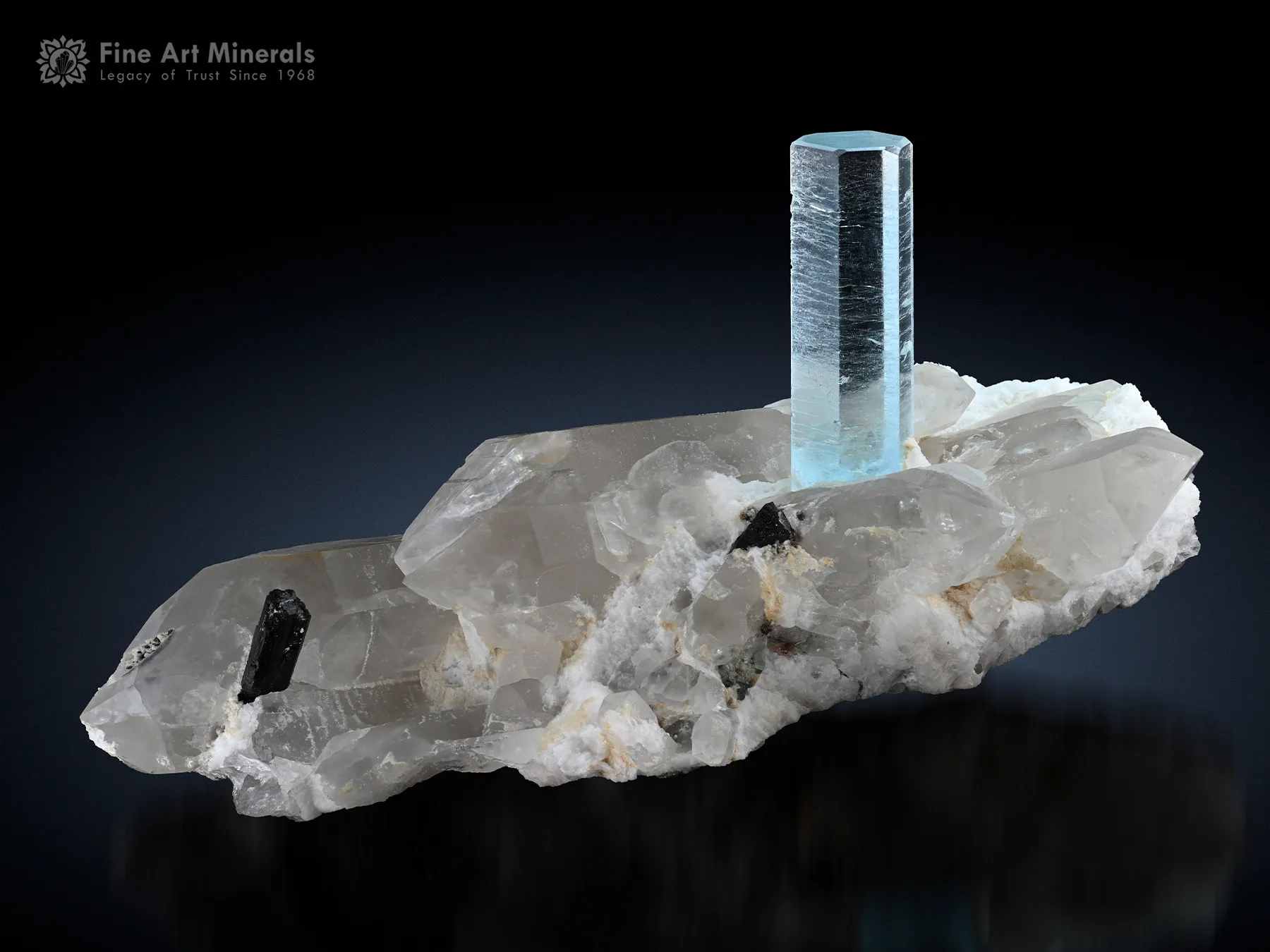 Aquamarine with Quartz and Schorl - image 1