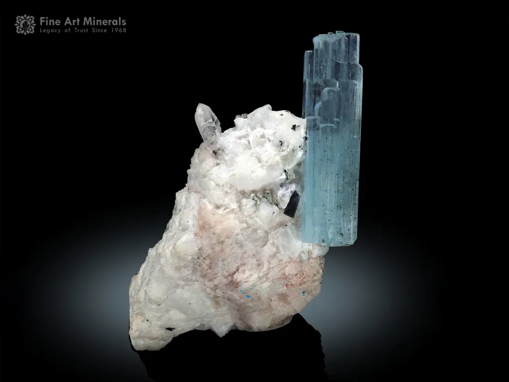 Aquamarine with Quartz on Feldspar from Shigar Pakistan image