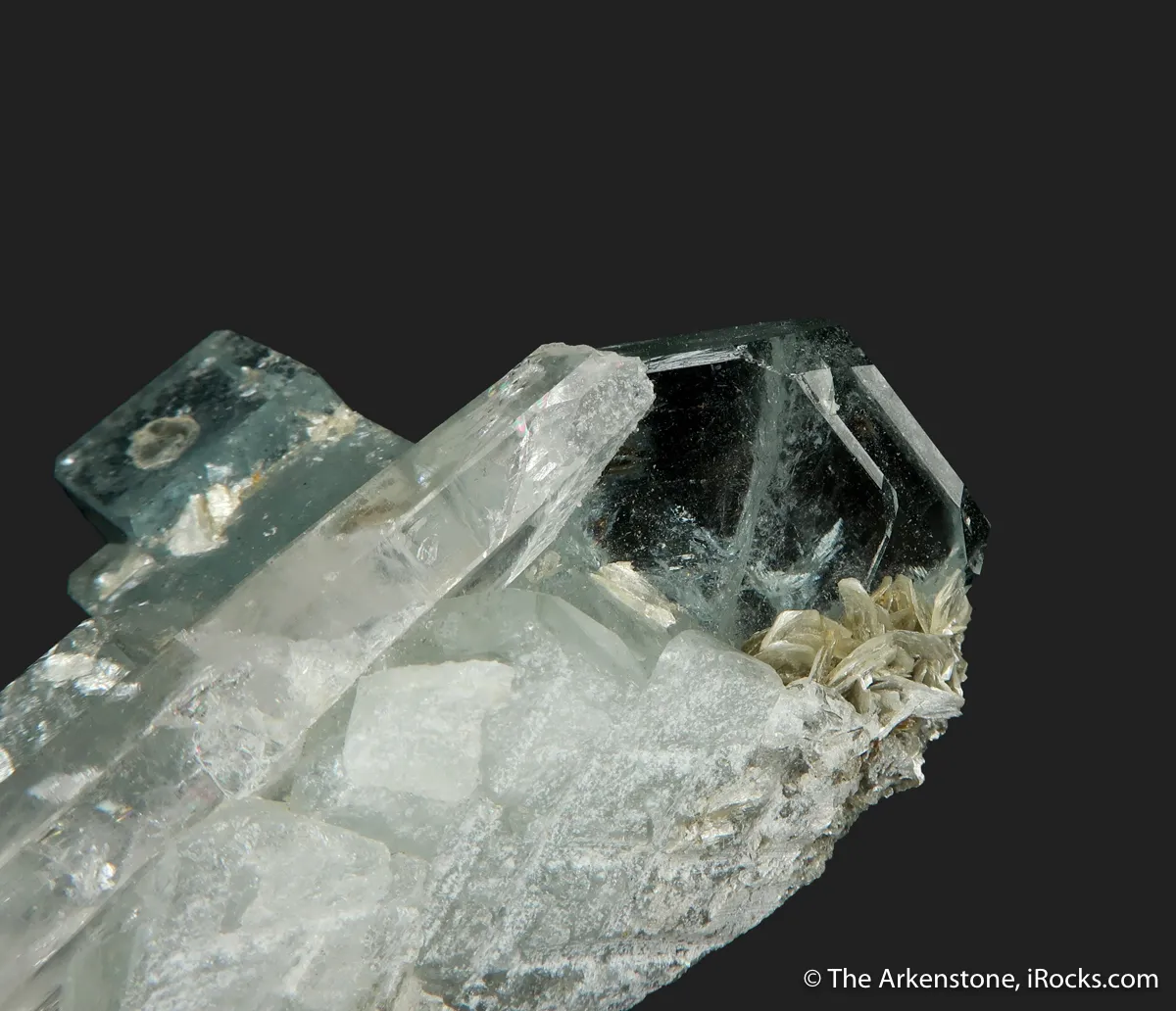 Aquamarine with Quartz, on Muscovite - image 5