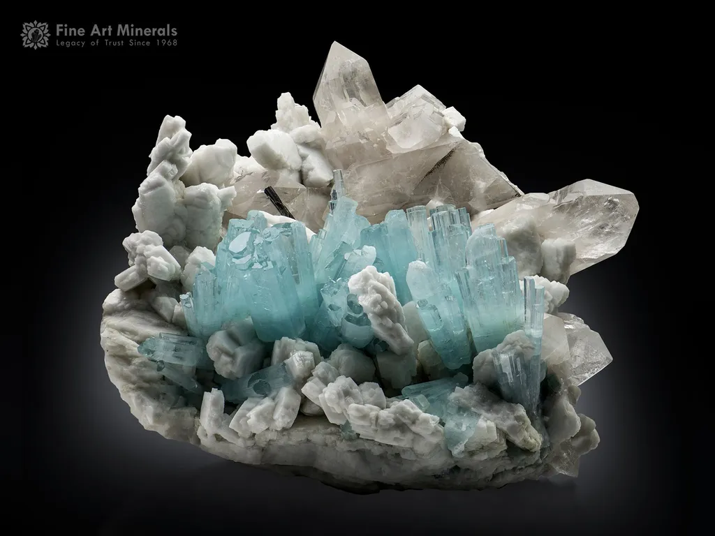 Aquamarine with Quartz Schorl and Feldspar from Pakistan image