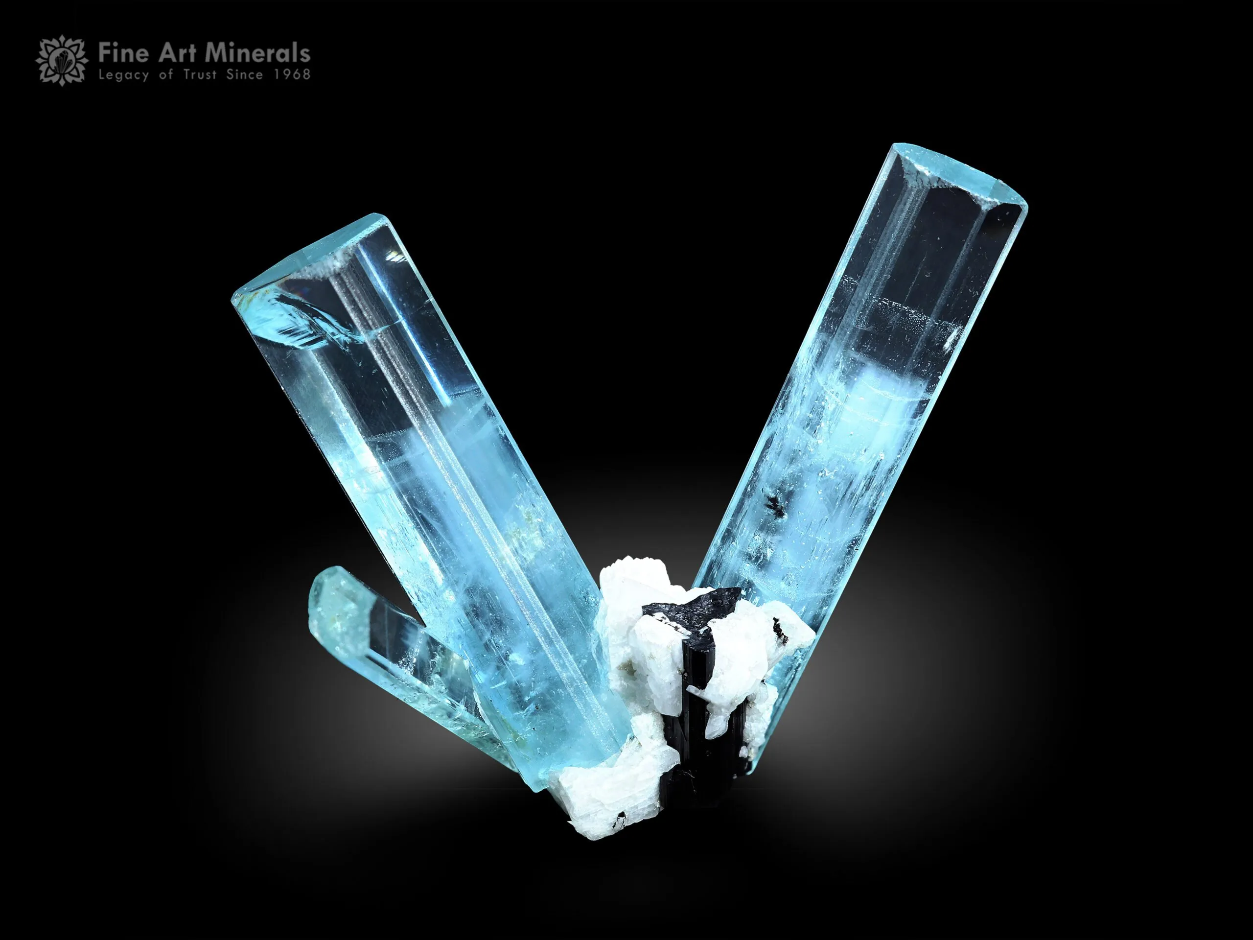 Aquamarine with Schorl and Albite from Pakistan - image 1