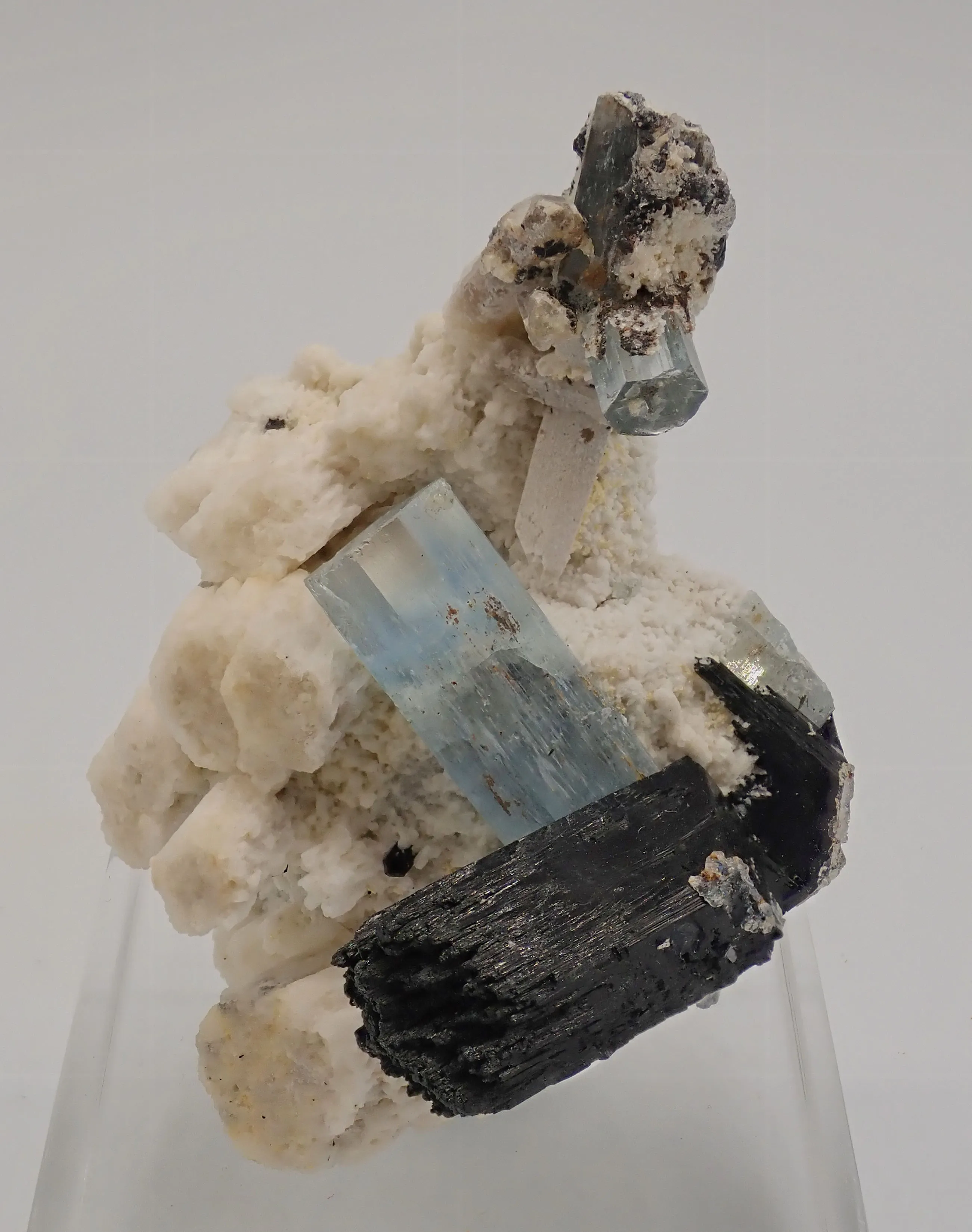 Aquamarine with Schorl and Feldspar - image 1