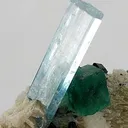 Aquamarine With Schorl and Fluorite on Feldspar - image 2