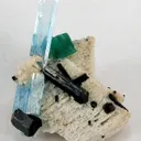 Aquamarine With Schorl and Fluorite on Feldspar - image 1