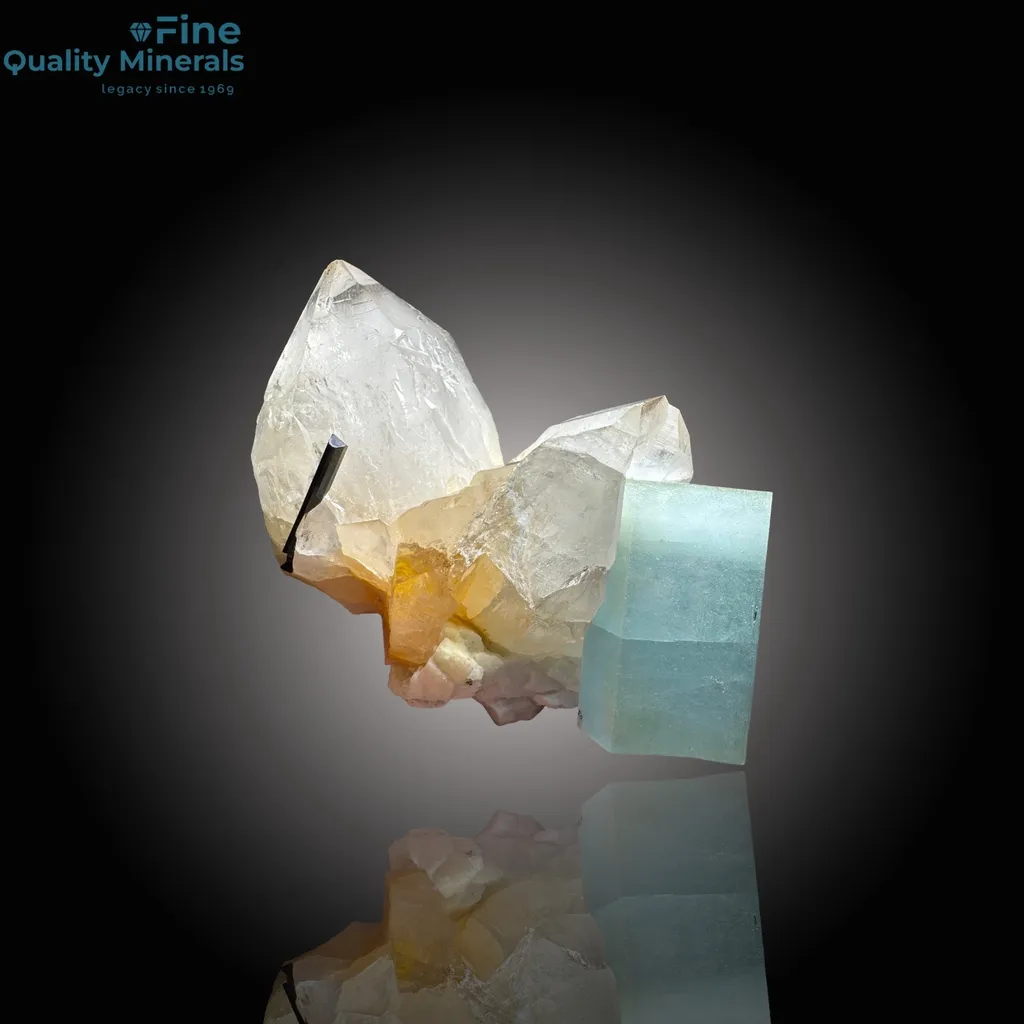 Aquamarine with Schorl and Quartz image