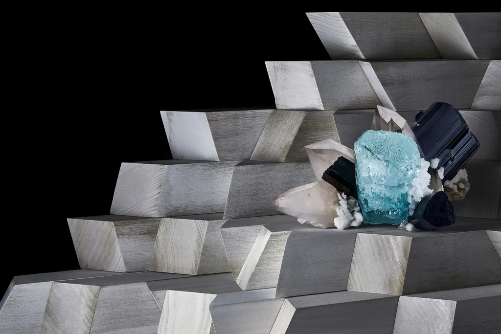 Aquamarine with Schorl and Quartz - image 2