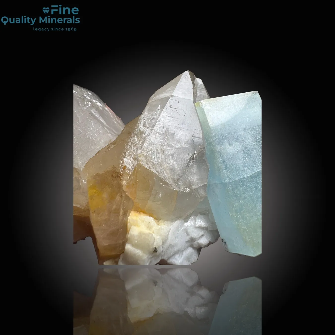 Aquamarine with Schorl and Quartz - image 3
