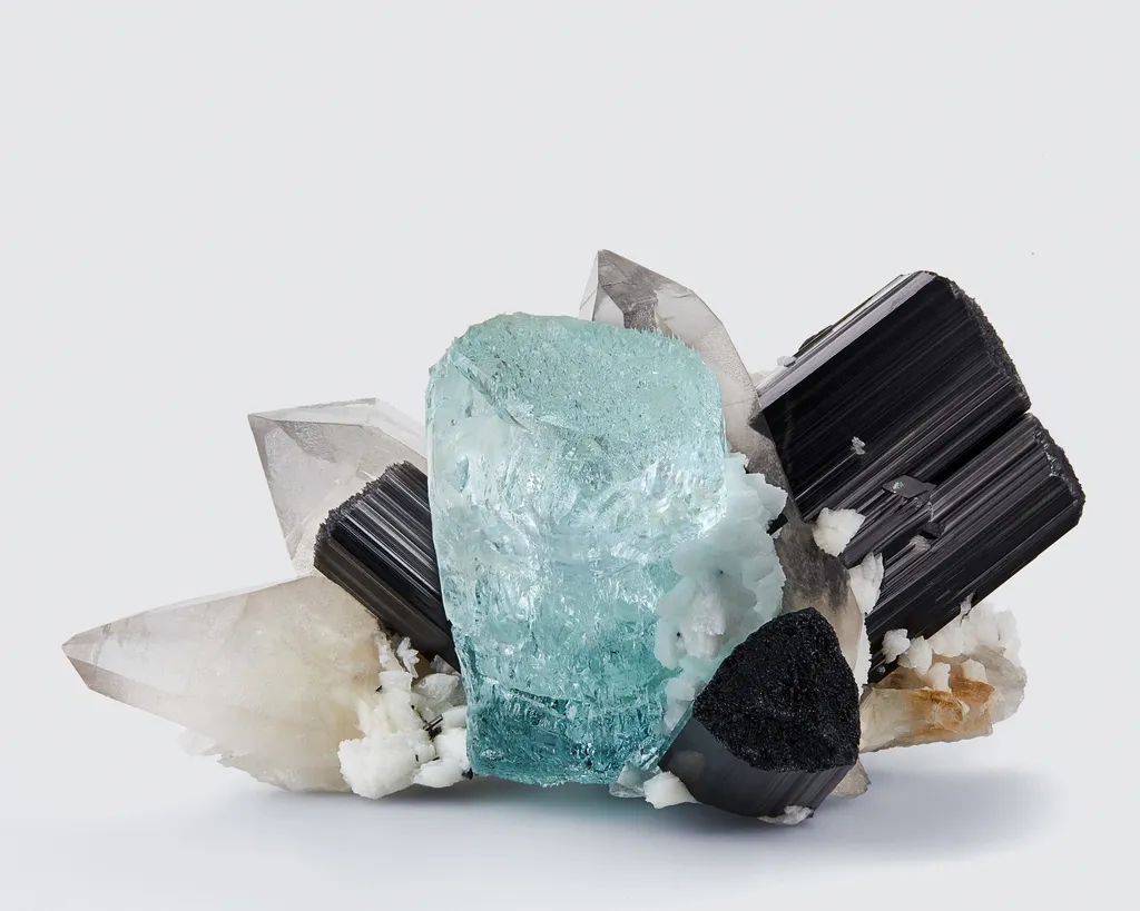 Aquamarine with Schorl and Quartz image