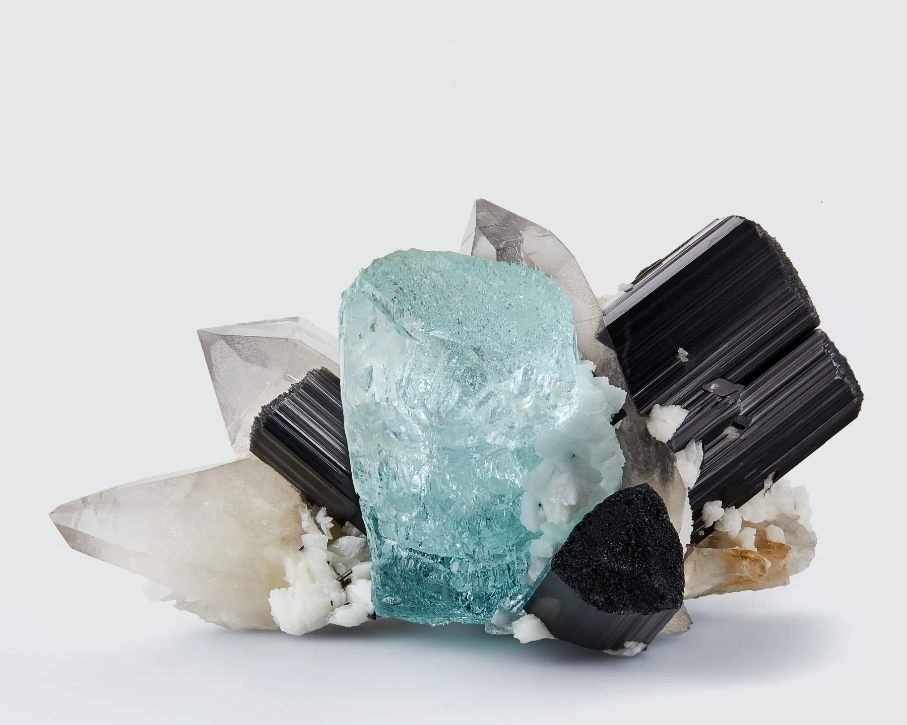 Aquamarine with Schorl and Quartz - image 1