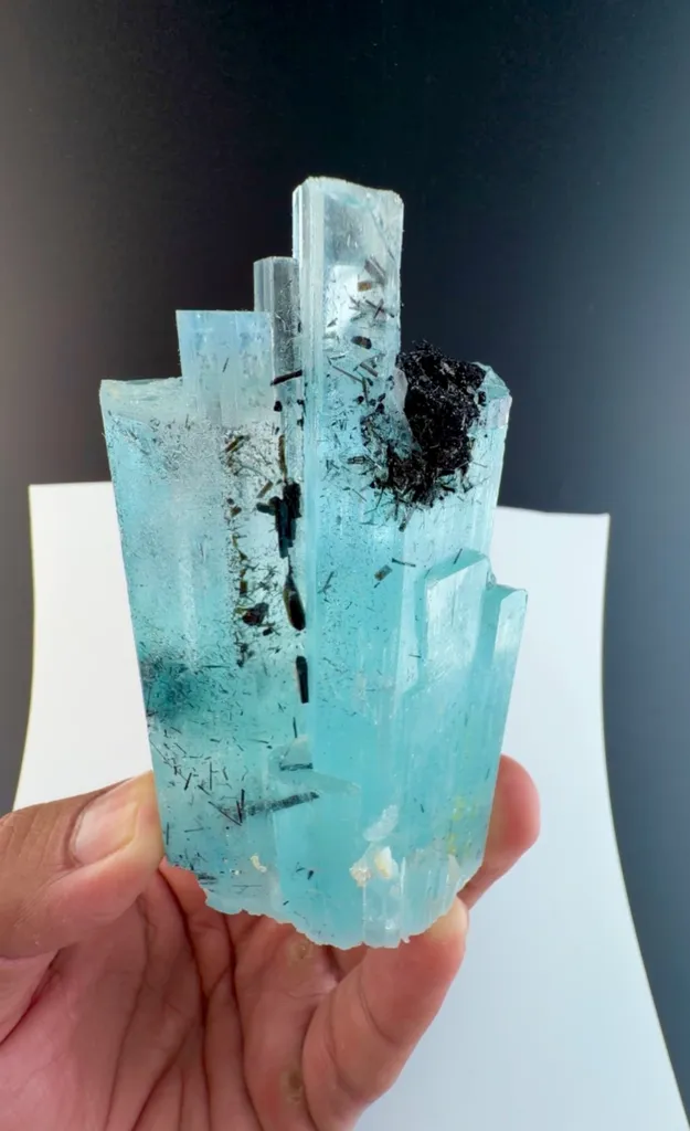 Aquamarine with schorl from Pakistan Shigar image