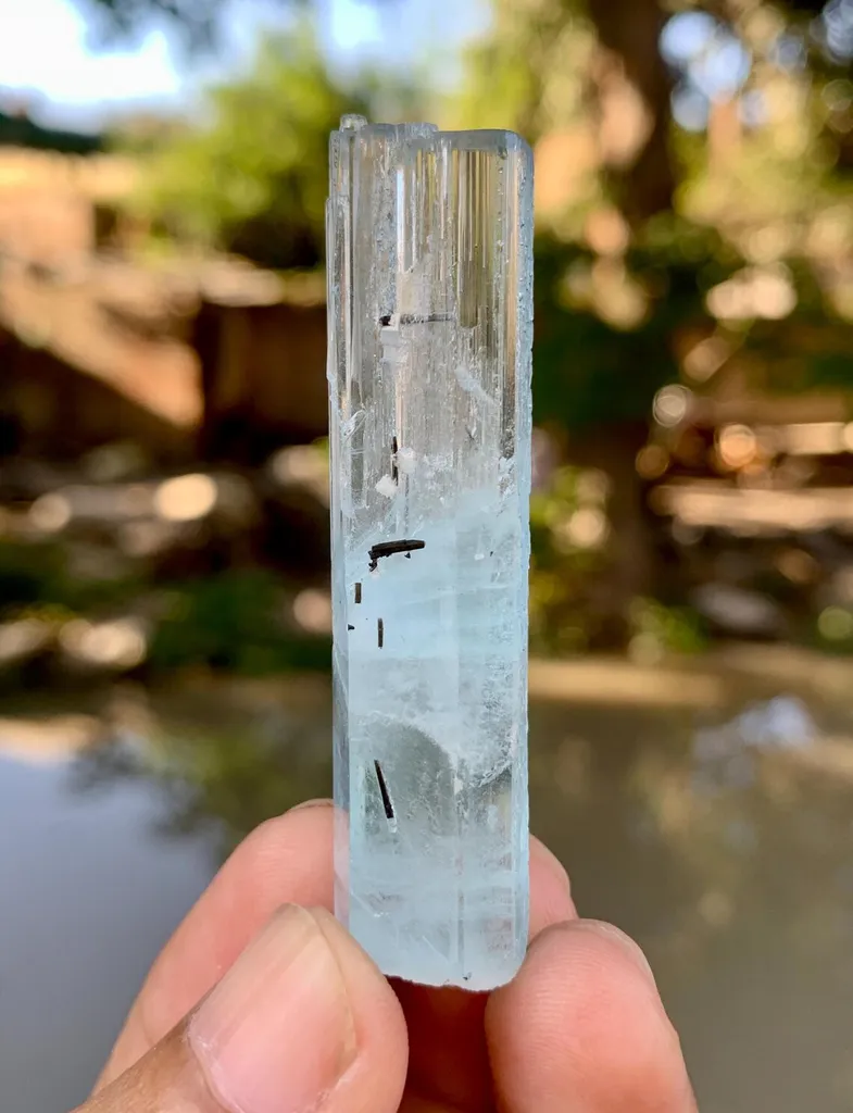 Aquamarine with Schorl inclusions from Pakistan image