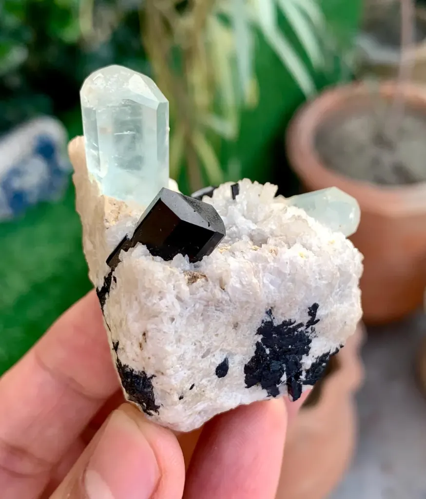Aquamarine with Schorl on Matrix from Pakistan - image 5