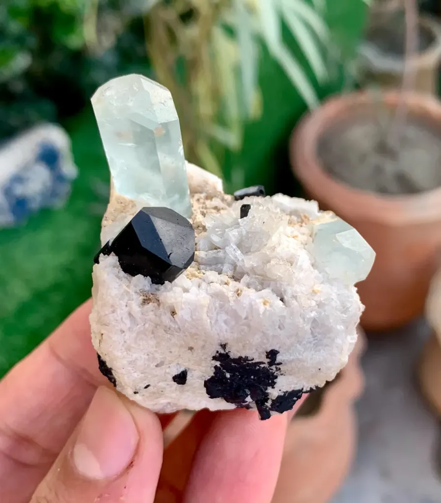 Aquamarine with Schorl on Matrix from Pakistan - image 3