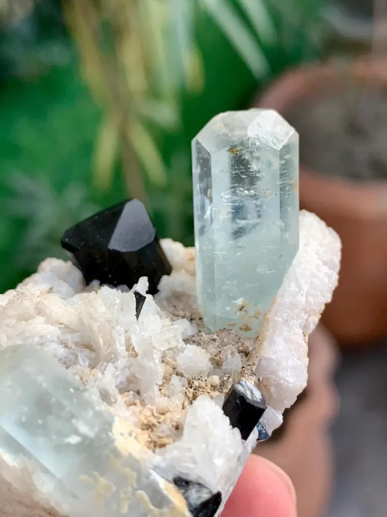 Aquamarine with Schorl on Matrix from Pakistan - image 4