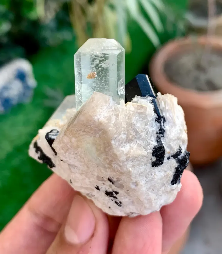 Aquamarine with Schorl on Matrix from Pakistan - image 7