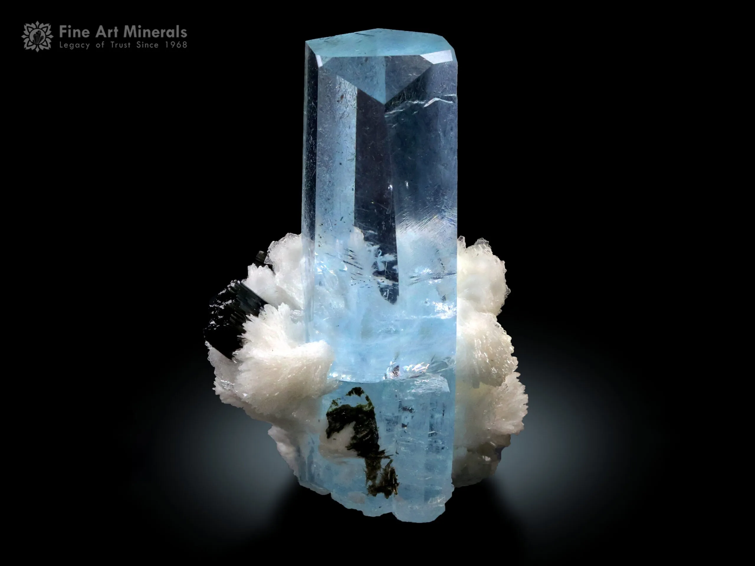 Aquamarine with Schorl Spray and Albite from Skardu Pakistan - image 1