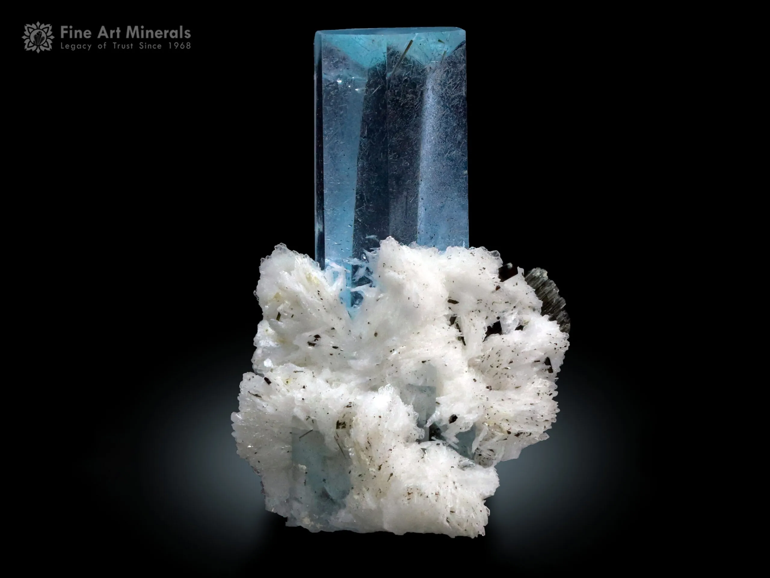 Aquamarine with Schorl Spray and Albite from Skardu Pakistan - image 2