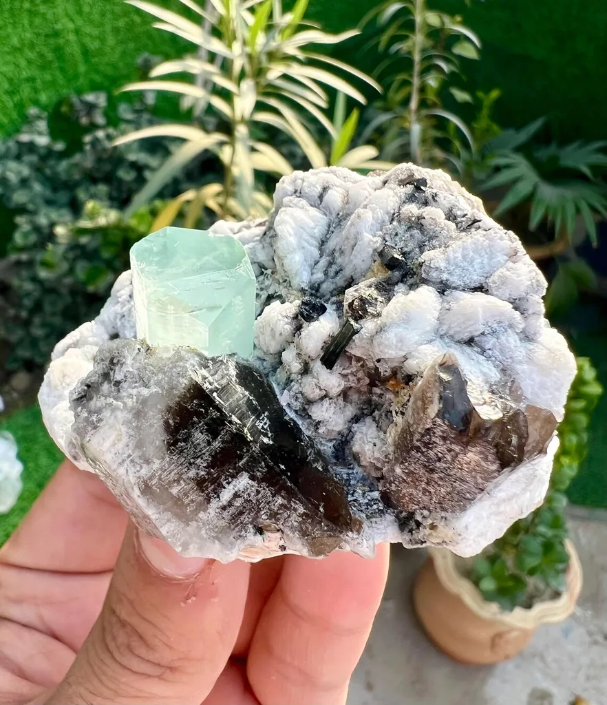Aquamarine with Smoky Quartz and Albite from Afghanistan - image 2
