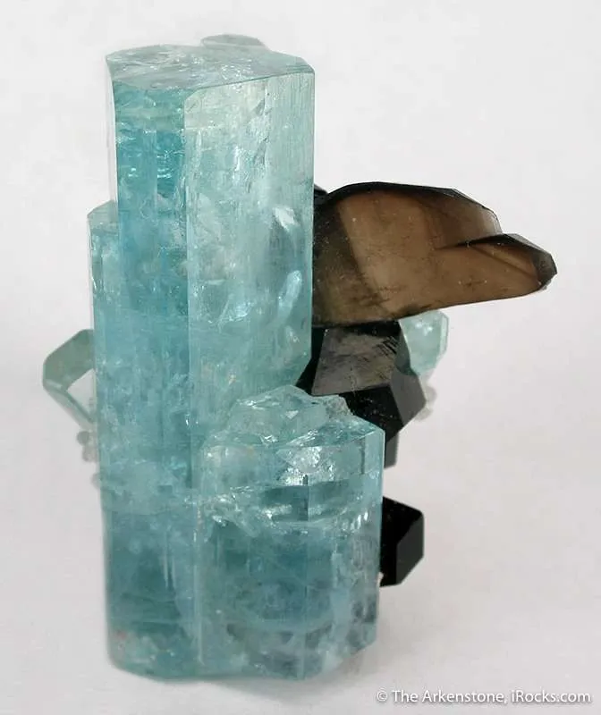 Aquamarine With Smoky Quartz (Twin) and Schorl image