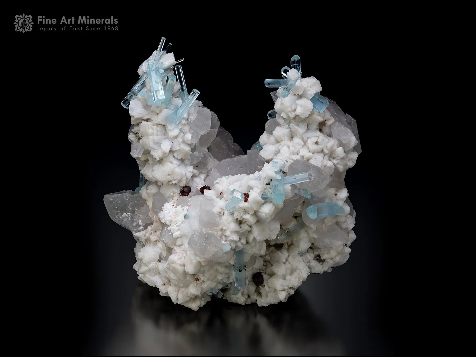 Aquamarine with Spessartine and Quartz on Feldspar from Pakistan - image 1