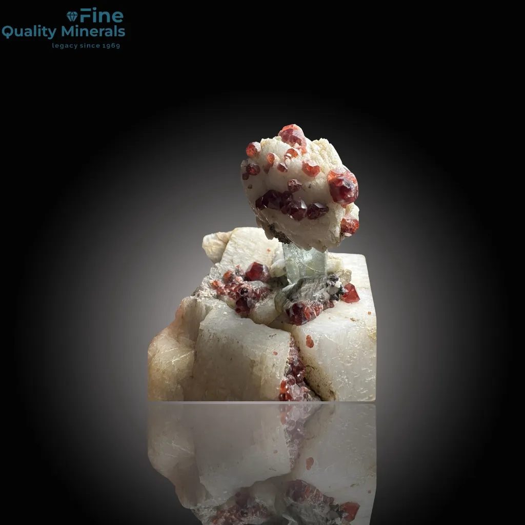 Aquamarine with Spessartine Garnet on Matrix - image 2