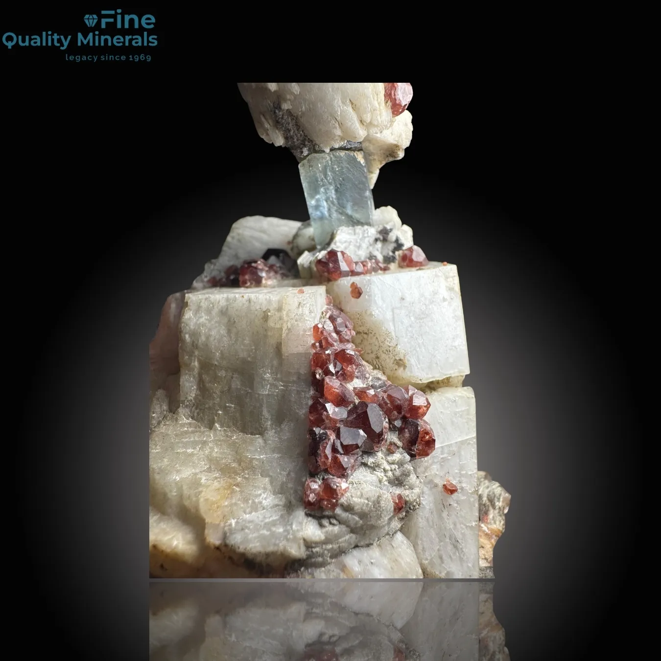 Aquamarine with Spessartine Garnet on Matrix - image 4