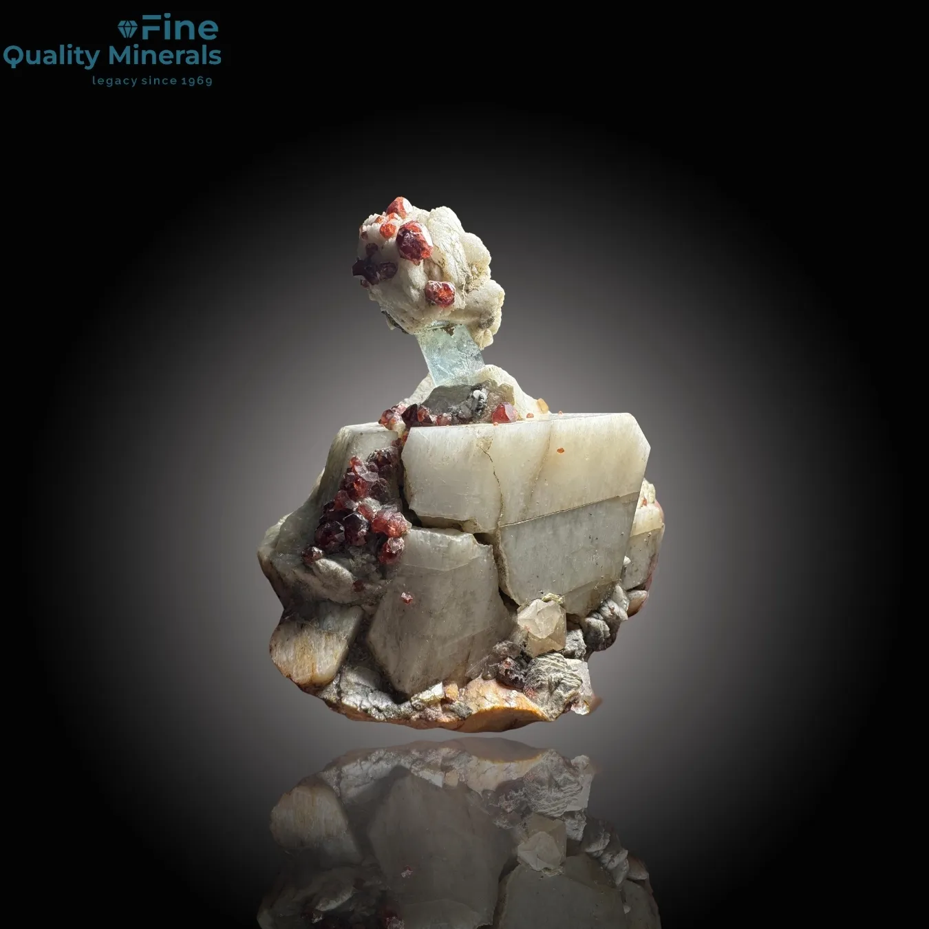 Aquamarine with Spessartine Garnet on Matrix - image 1