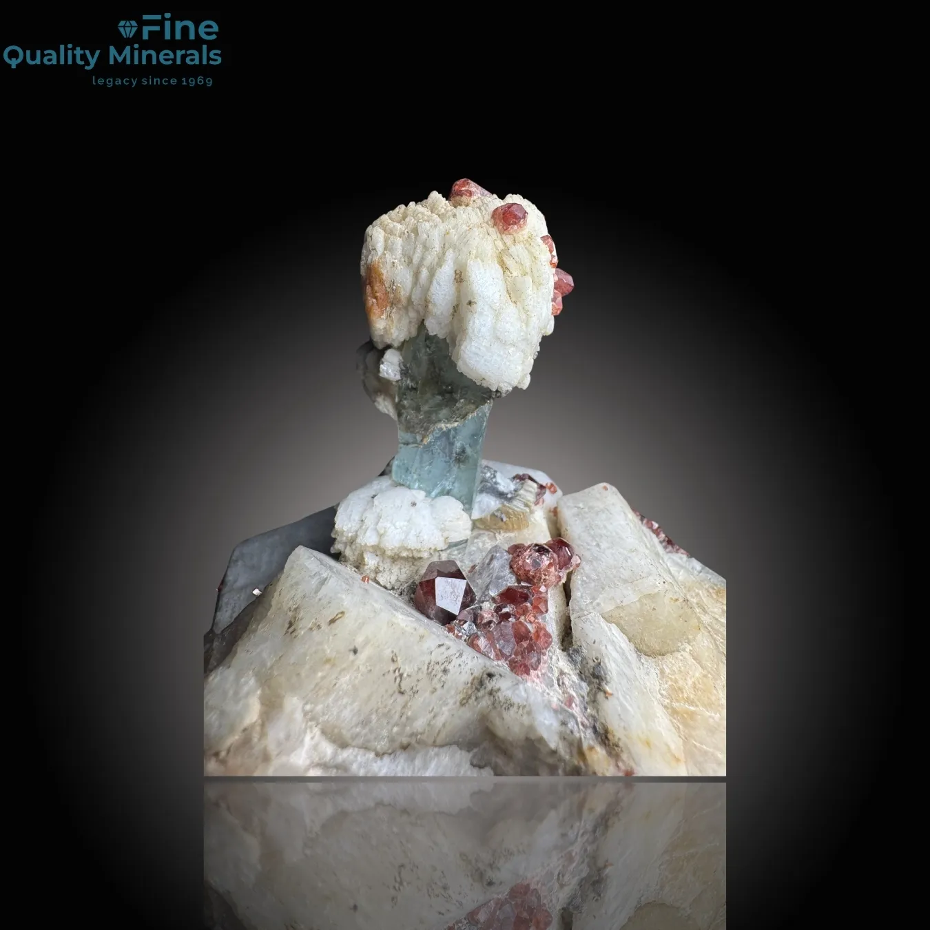 Aquamarine with Spessartine Garnet on Matrix - image 3