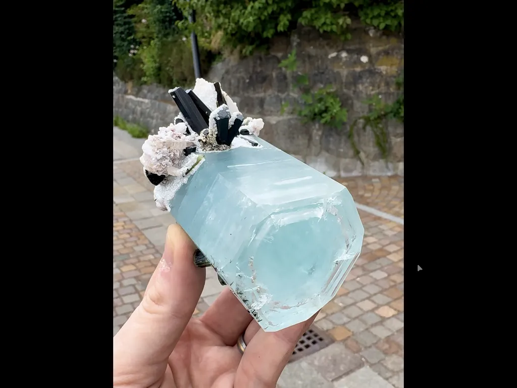 Aquamarine with Tourmaline and Apatite from Pakistan image
