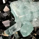 Aquamarines on Schorl - image 3