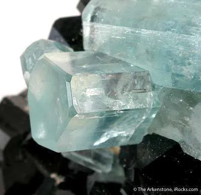 Aquamarines on Schorl - image 2