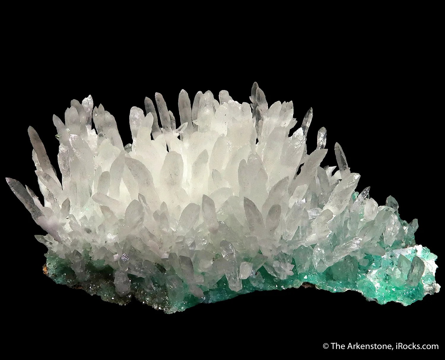 Aragonite on Cuprian Adamite - image 4