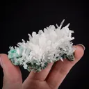 Aragonite on Cuprian Adamite - image 1